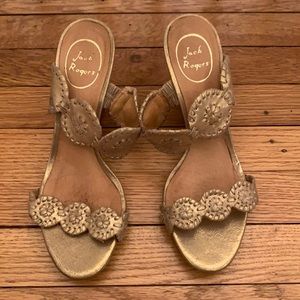 Jack Rogers Gold Wedge Sandals